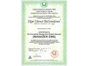 Certifikát Enviromental Management System Manager